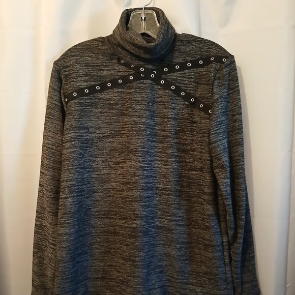 Nwt Punk Sweater Top womens S Black Gray Super soft double sided fabric Grommet - Picture 2 of 10